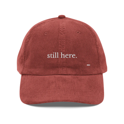 still here. corduroy cap